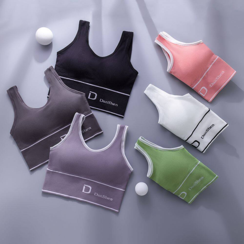 New D-word ladies single seamless deep U beauty back wrap chest tube top yoga sports bra no steel ring all-match base