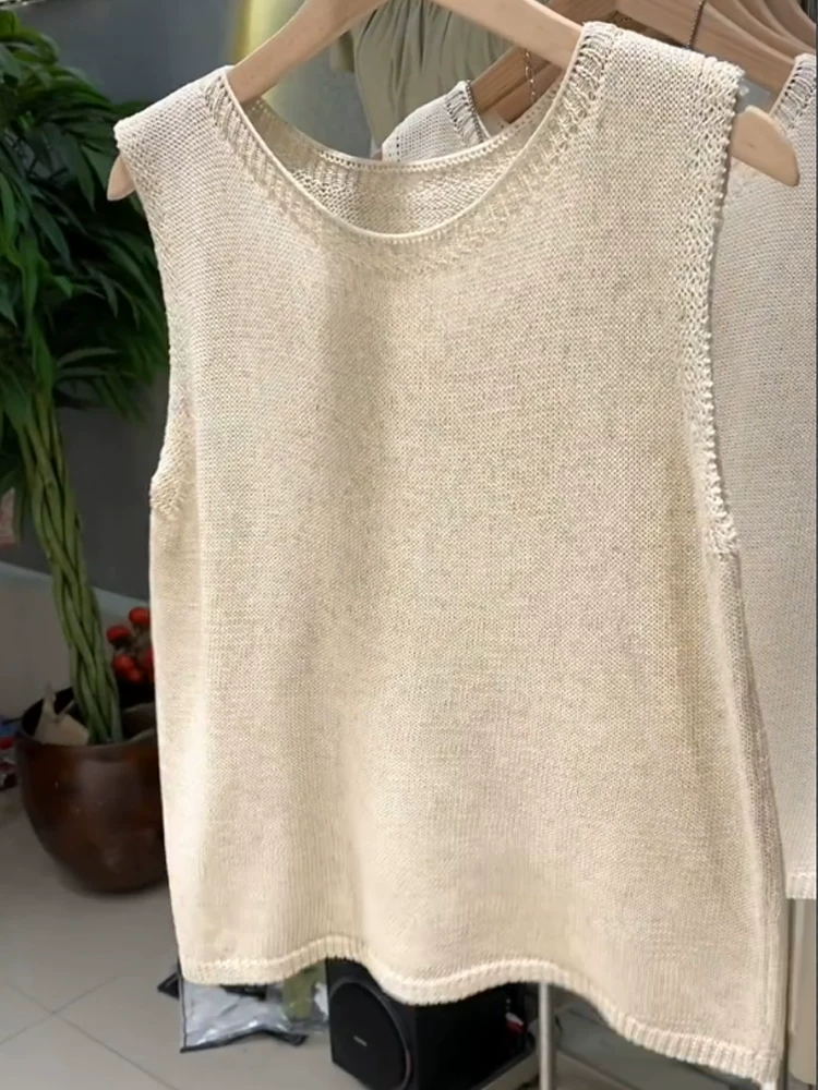 Knitted vest, silk tank top sleevless, lifting effect