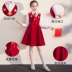 Trang phục biểu diễn hợp xướng thiếu nhi dành cho học sinh tiểu học và trung học trang phục biểu diễn ngâm thơ màu đỏ đồng ca nam nữ 
