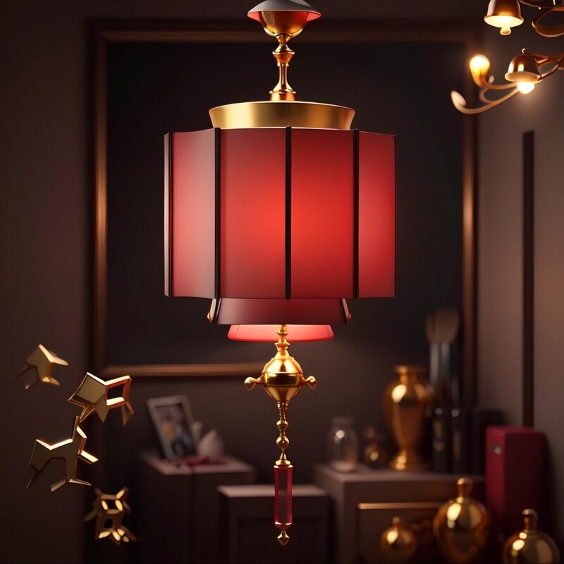 All-Copper 2026 New Model Red Wedding Led Chandelier for Balcony and Entrance, Waterproof Small Lantern, Solar-Powered