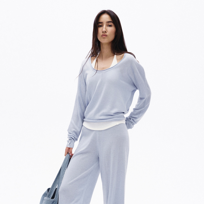 Swing Day Lazy and Comfortable/Silk Wool Lyocell Blend Silky Soft U-Neck Lazy Long-Sleeved Sweater Swing Day Lazy and Comfortable/Silk Wool Lyocell Blend Silky Soft U-Neck Lazy Long-Sleeved Sweater