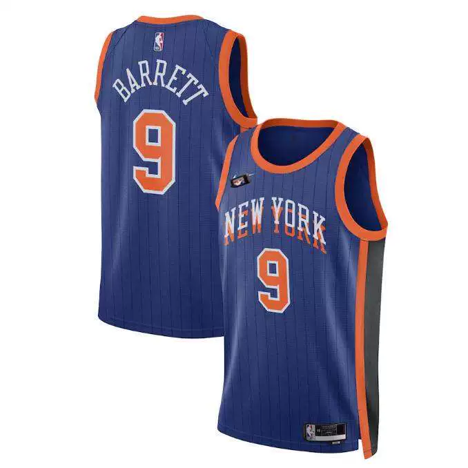 US версия подлинной футболки Knicks команды 0 Диwenqinzo джерси 9 Барлет 11 Брунсон 2024 городская версия SW