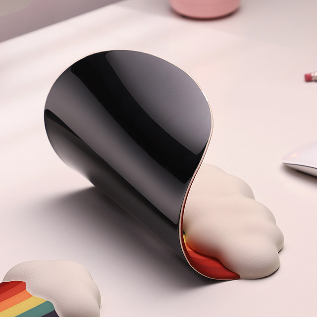 Creative Cloud Rainbow Silicone Wrist Rest Mouse Pad Memory Foam Keyboard Hand Rest Mouse Pad Cute for Girls Office