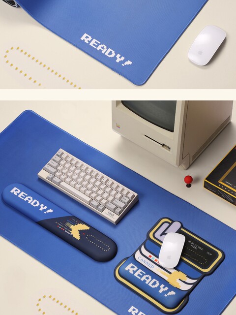 Pac-Man Mouse Pad with Wrist Rest for Men and Women, Silicone Keyboard Wrist Support, 3D Computer Office Wrist Pad, Desk Pad, Mouse Pad