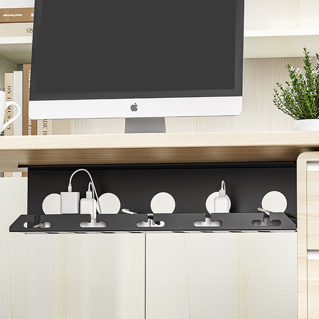 Under-Desk Cable Management Rack, Plug-In Wire Organizer, No-Drill Fixed Storage Slot, Computer Desk Bottom Cable Organizer, Desktop Cable Management Tool