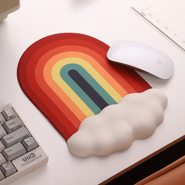 Creative Cloud Rainbow Silicone Wrist Rest Mouse Pad Memory Foam Keyboard Hand Rest Mouse Pad Cute for Girls Office