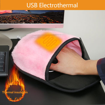 New Winter USB Heated Mouse Pad, Extra Large, Fleece-Lined, Thickened, Heated Hand Warmer, Anti-Freeze Gloves for Men and Women
