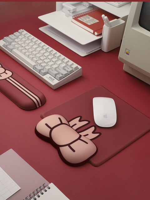 Mouse Pad for Girls with Wrist Rest, Cute Bow, Office Keyboard Hand Rest, Small Desk Pad, Silicone Mouse Pad, Women's Mouse Pad