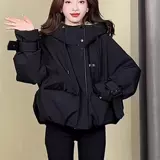 Короткий пуховик для отдыха с пухом, зимняя толстовка с капюшоном, куртка, увеличенная толщина