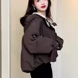 Короткий пуховик для отдыха с пухом, зимняя толстовка с капюшоном, куртка, увеличенная толщина