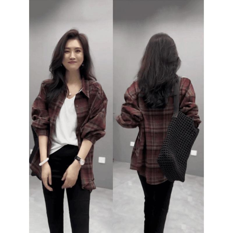 Fashionable Casual Plaid Shirt for Women 2026 Spring New Style, Stylish and Super Pretty, Slim Fit, Age-Reducing, Versatile Jacket