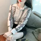 Шифоновая осенняя рубашка, трендовая элегантная цепь, лонгслив, городской стиль