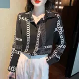 Шифоновая осенняя рубашка, трендовая элегантная цепь, лонгслив, городской стиль