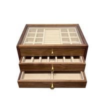 Black walnut jewelry storage box gold necklace jewelry solid wood drawer cabinet wooden jewelry box multi-layer storage cabinet