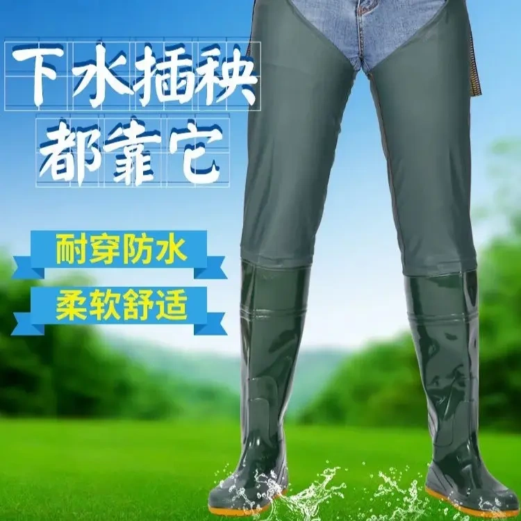 Specialized Water Shoes for Rice Field Planting, Soft-Soled Water Socks for Men and Women, Ultra-High Over-The-Knee Field Shoes with Lace-Up Buckle, Long Rain Boots