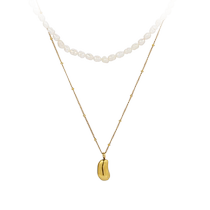 3 for evigt plated 18K gold incandescent series pea pearl necklace multi-level visual heartache lovely