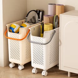 Yoga mat storage basket with wheels for home fitness equipment storage foam roller organization artifact storage shelf