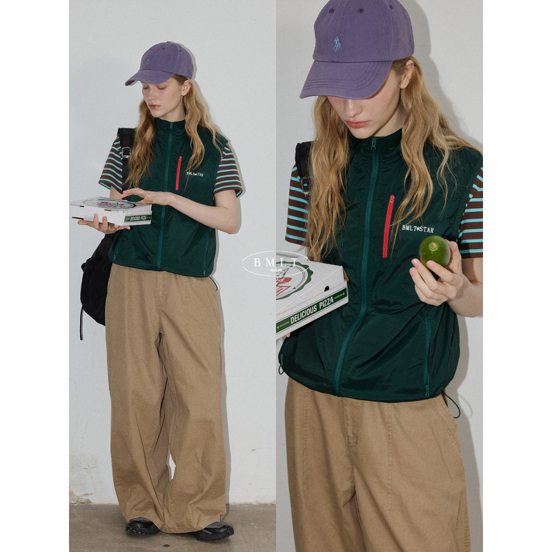 Bmlt [Senye Evening Breeze] Military Green Functional Vest for Women, Lightweight, Breathable, Loose, Slimming, Casual Sleeveless Outerwear