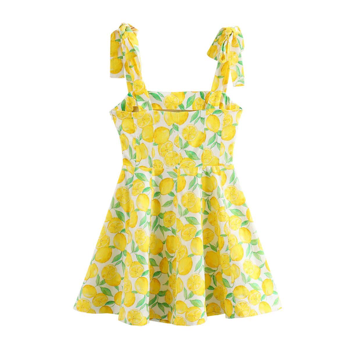 Printed camisole waist cinching dress печать строп талия комбинезон юбка 
