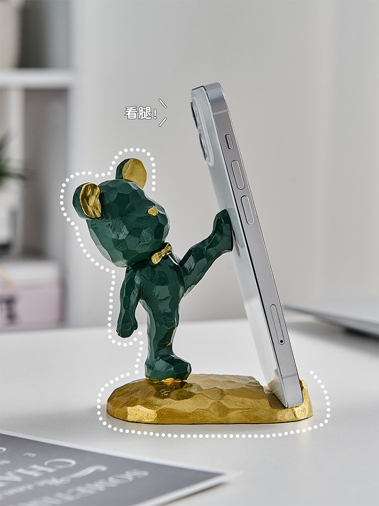 Nordic ins wind bear mobile phone holder creative office desktop decoration men and women good things practical small ornaments