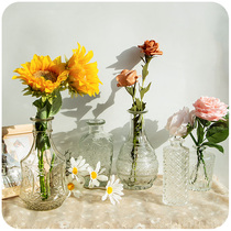 Vase decoration living room flower arrangement ins wind glass bottle flowers dried flowers transparent desktop Valentines day decoration decorations