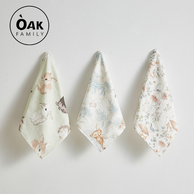 OAK baby gauze square towels towel washed face towels with burps pure cotton soft newborn baby spat towel three clothes-Taobao