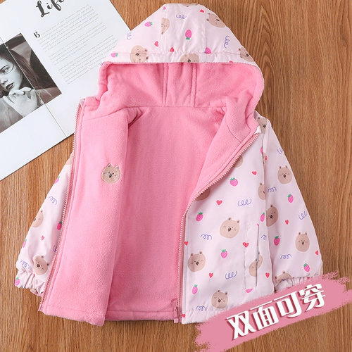 Бархатная двусторонная осенняя флисовая детская весенняя куртка