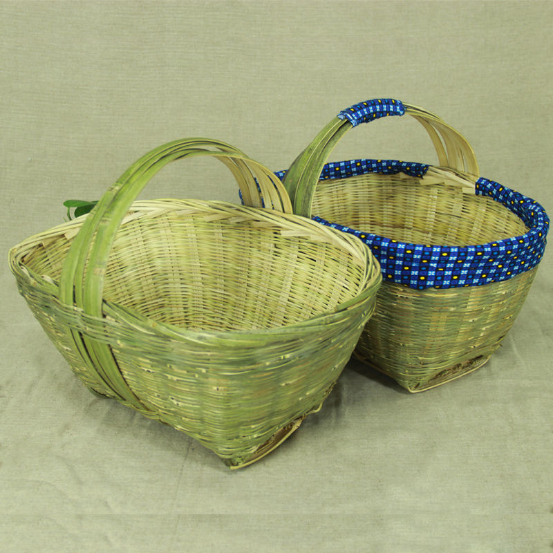 竹编制品:手工竹篮子,家用手提菜篮,野餐篮子,鸡蛋篮,水果收纳,农家竹筐——传统工艺与现代生活的完美融合!-购物篮-淘宝百科网