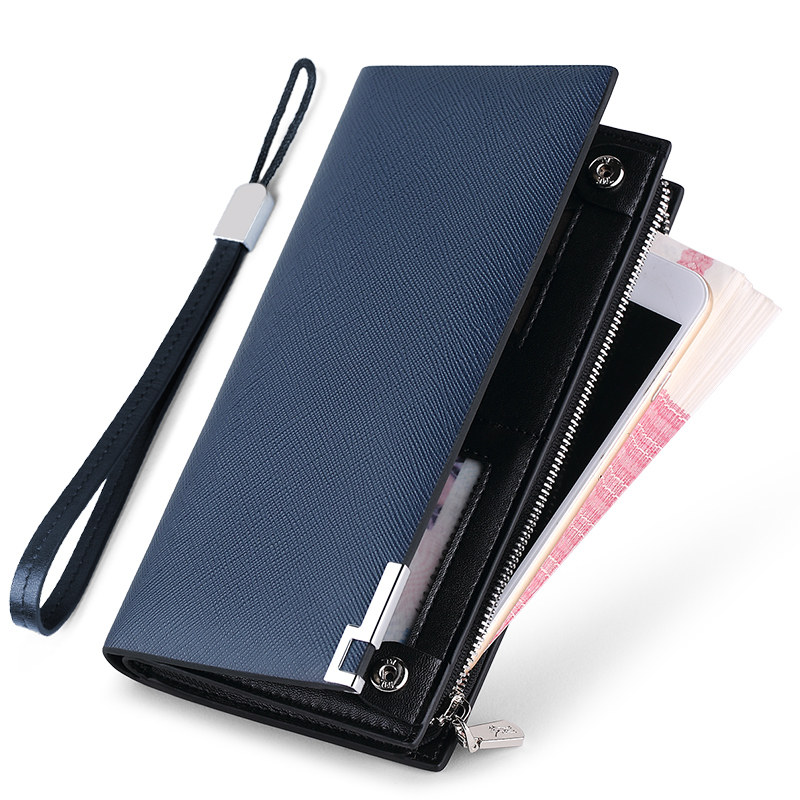 Rav Laurenma Ball genuine leather wallet Male Long Edition Laced Business Handbag money clip Men's wallet Multi-functional leather clip Handbag