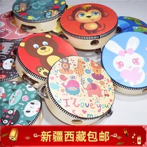 Urumqi delivery childrens small tambourine wooden kindergarten teacher performance tambourine Orff musical instrument baby