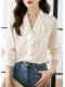 Popular High-End Ruffled Shirt with a Unique Thin Design for Spring, Autumn, and Winter, French-Style Long-Sleeved Top for Professional Wear