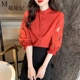 European short-sleeved chiffon shirt autumn 2022 new summer red top fashion shirt women's foreign style shirt