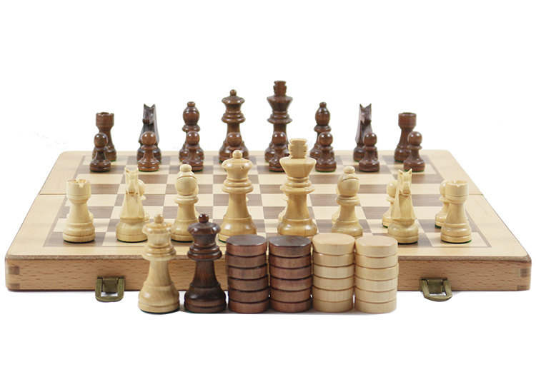 Шахматы 博圣高品质实木国际象棋跳棋套装大号儿童木质折叠棋盘比赛chess
