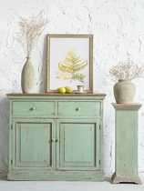 Wabi Wind B&B American-style wall-mounted vintage sideboard cabinet storage rack garden solid wood log table chair and stool