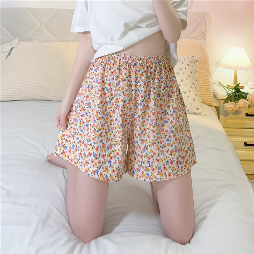 Korean version of loose and thin small fresh printed pajamas women's 2022 summer new simple casual home shorts