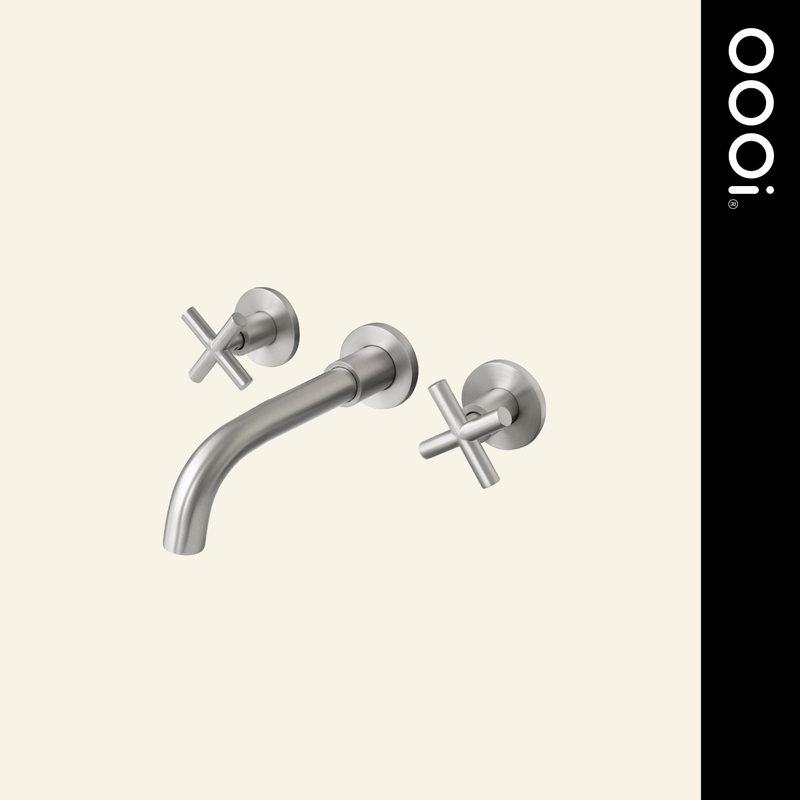 【Oooi】Minimalist Brushed Nickel Color Bathroom Concealed Hot and Cold Water Faucet with Dual Handles for Basin Bfc014 【Oooi】Minimalist Brushed Nickel Color Bathroom Concealed Hot and Cold Water Faucet with Dual Handles for Basin Bfc014