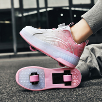 Heelys shoes mens 2024 new girls roller skates can walk adult pulley shoes explosive walking shoes can retract two wheels