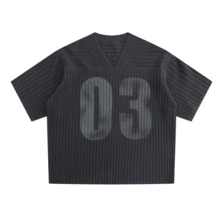 Liberafit Ribbed Digital Sweater Blockcore Short-Sleeve Knit Set Loose Half-Sleeve V-Neck