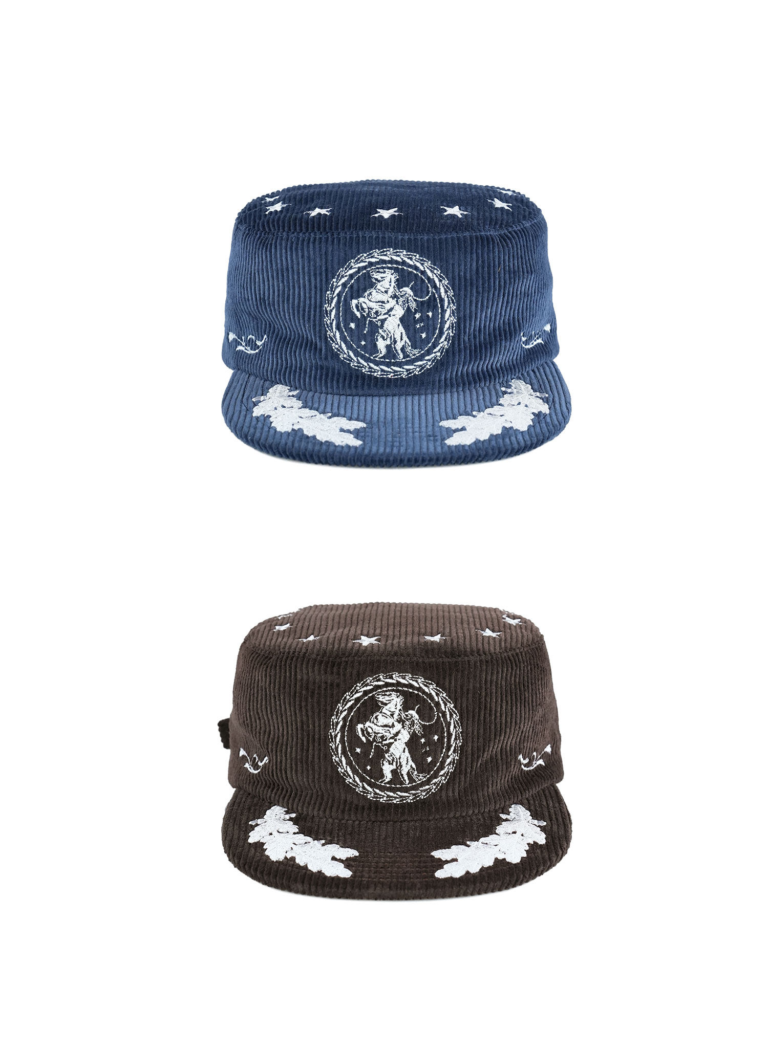 LIBERAFIT Corduroy Embroidered Pillbox Hat