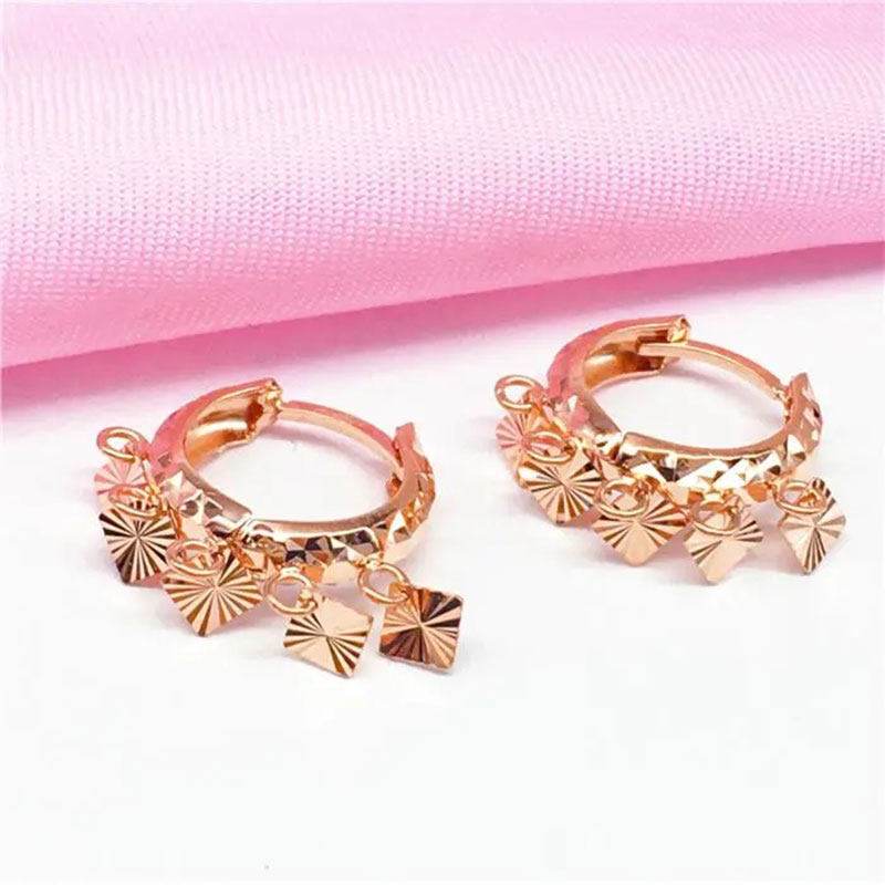 Kamasana Russia 585 Purple Gold Square Earrings Rose Gold