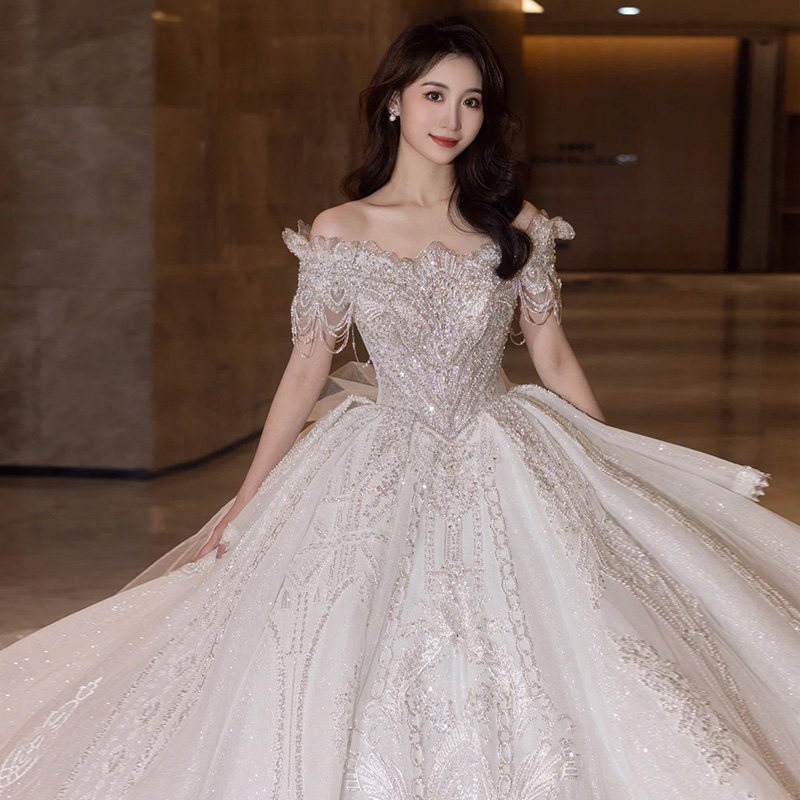 Свадебное платье на одно плечо bride 2026, новое платье из основной пряжи, высококачественная текстура, высокая четкость изображения, маленькое, для тяжелой промышленности, большой размер, толщина мм