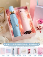 Персиковые и сливы цветы по всему миру вишня цветущий порошок цифровой термос чашка + круглая головка синий