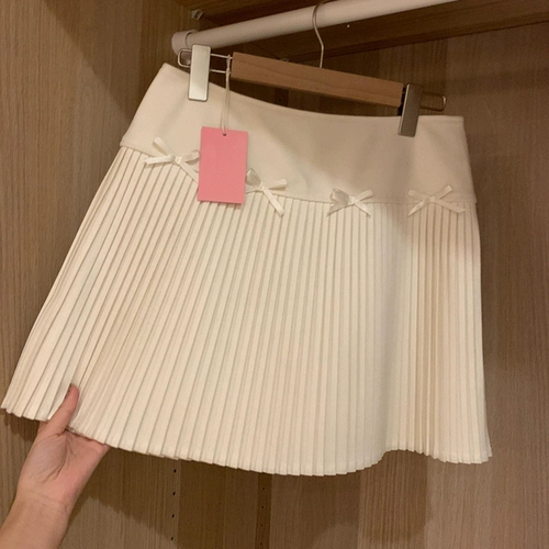 Осенняя белая демисезонная юбка в складку, А-силуэт, увеличенная толщина