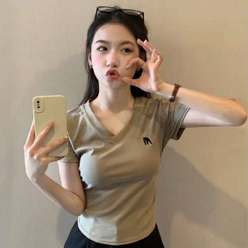 Ретро белая летняя приталенная короткая футболка с коротким рукавом, в американском стиле