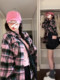Korean Style Pink Plaid Shirt for Women Summer 2026 New Oversize Loose Early Autumn Sun Protection Long-Sleeved Jacket Top