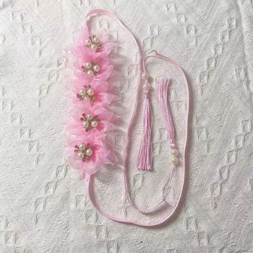 Повязка на голову, аксессуар для волос для девочек из жемчуга, в цветочек