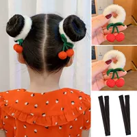 2 плюшевые резинки для волос кремового цвета вишневого цвета + 2 стопорных кольца.