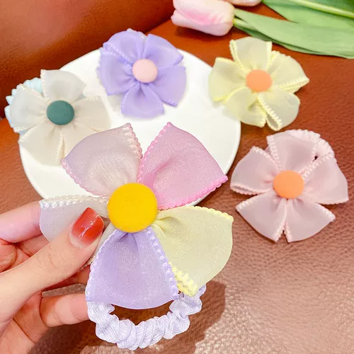 Детский весенний день сладкий, мягкий, красивый ветер, трехмерные цветочные высокие бомбы, без боли, веревка для волос нежные цветы.