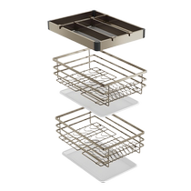 Italian Kitchen Cabinet Stainless Steel Dishes Pull Basket Small Size Double-Layer Drawer Seasoning Renovation Narrow Cabinet Pull Basket