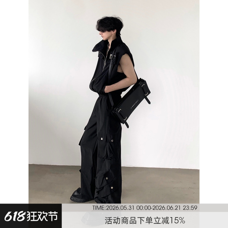 Autumn Mountain Style/Original Niche Wasteland Style Design Workwear Vest Men's Summer Suit Sleeveless Vest Jacket Trendy